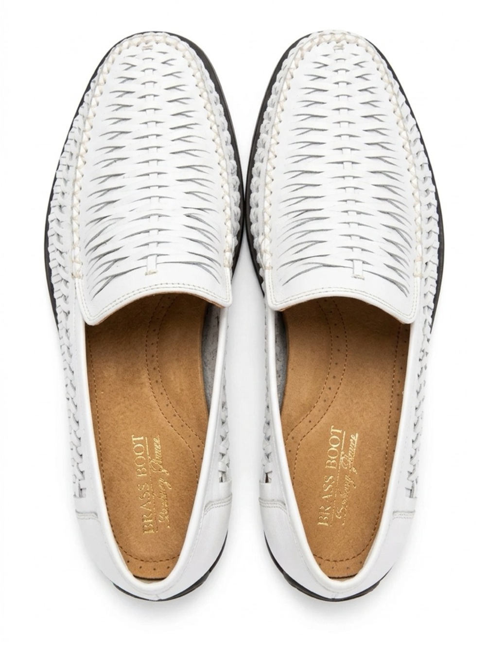 Braxs Boot White Woven Leather Slip-On Loafers